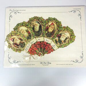 Old Print Factory Christmas Fan Greeting Card Victorian Reproduction